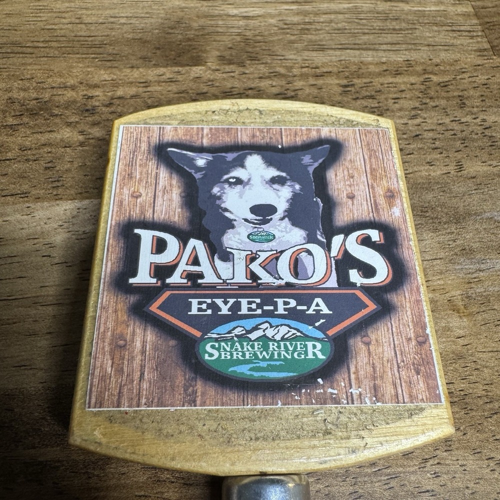 Snake River Brewing Pako's Eye-PA Beer Tap Handle Wooden Dog IPA Bar - Picture 2 of 9